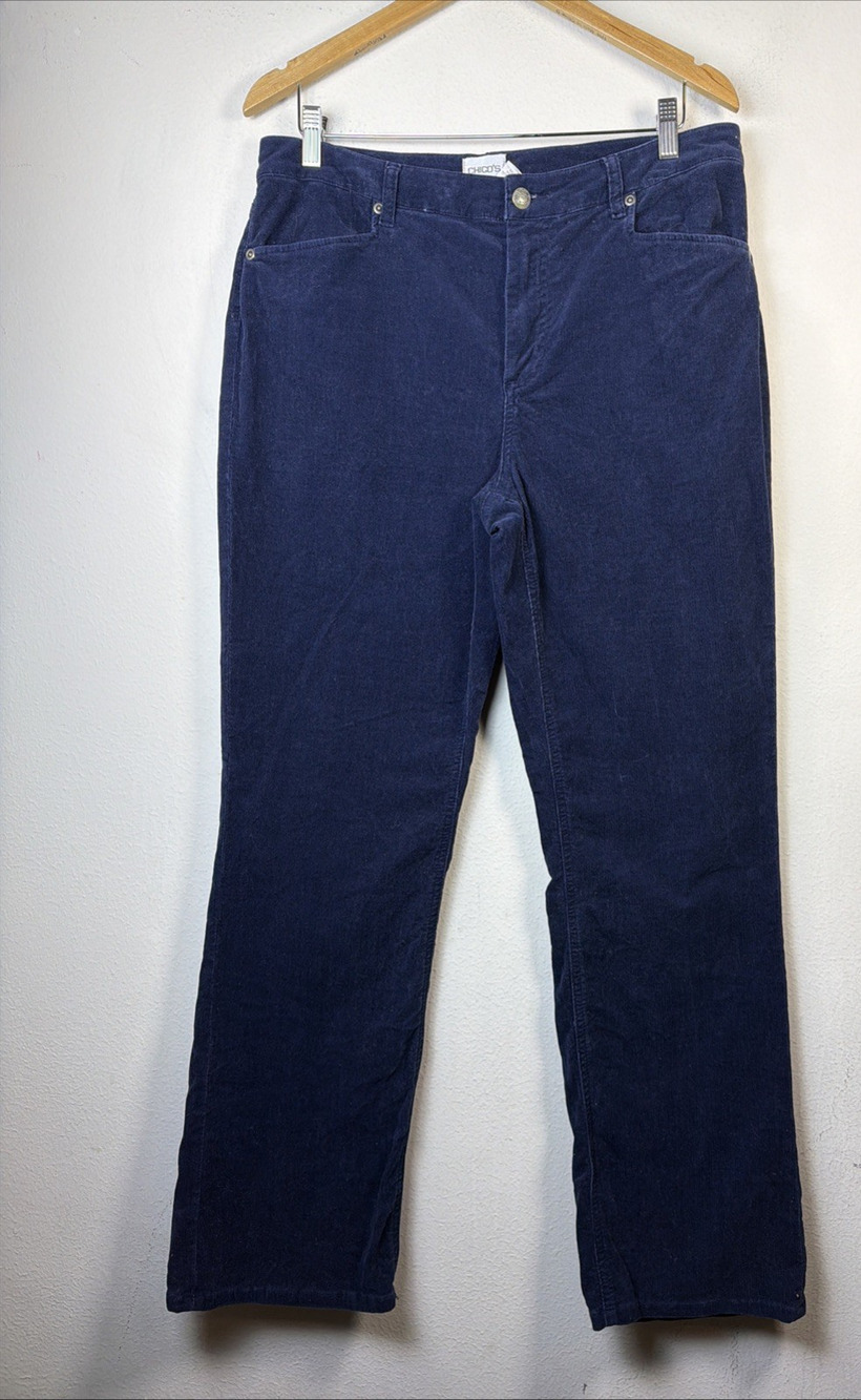 Chico's womens 14 navy corduroy pants 2 Original Fit retro western bohemian